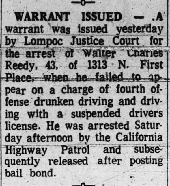 Fourth Offense DUI, 12May1966